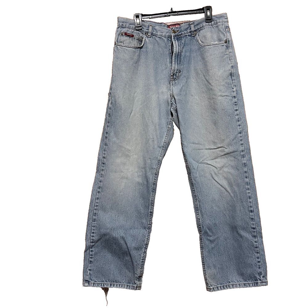 Chaps Denim 100% Cotton Jeans Mens 36x30 Blue Light‎ Wash Classic Straight Leg